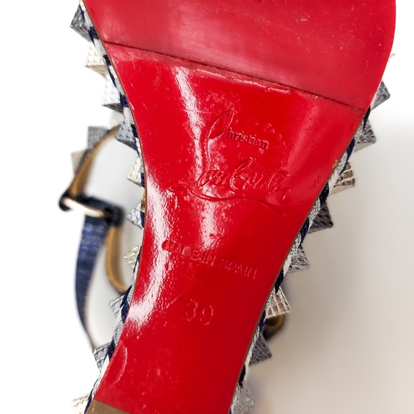 Christian Louboutin Metallic Denim Silver Espadrille Platform Sandals EU 39 - Picture 7 of 9